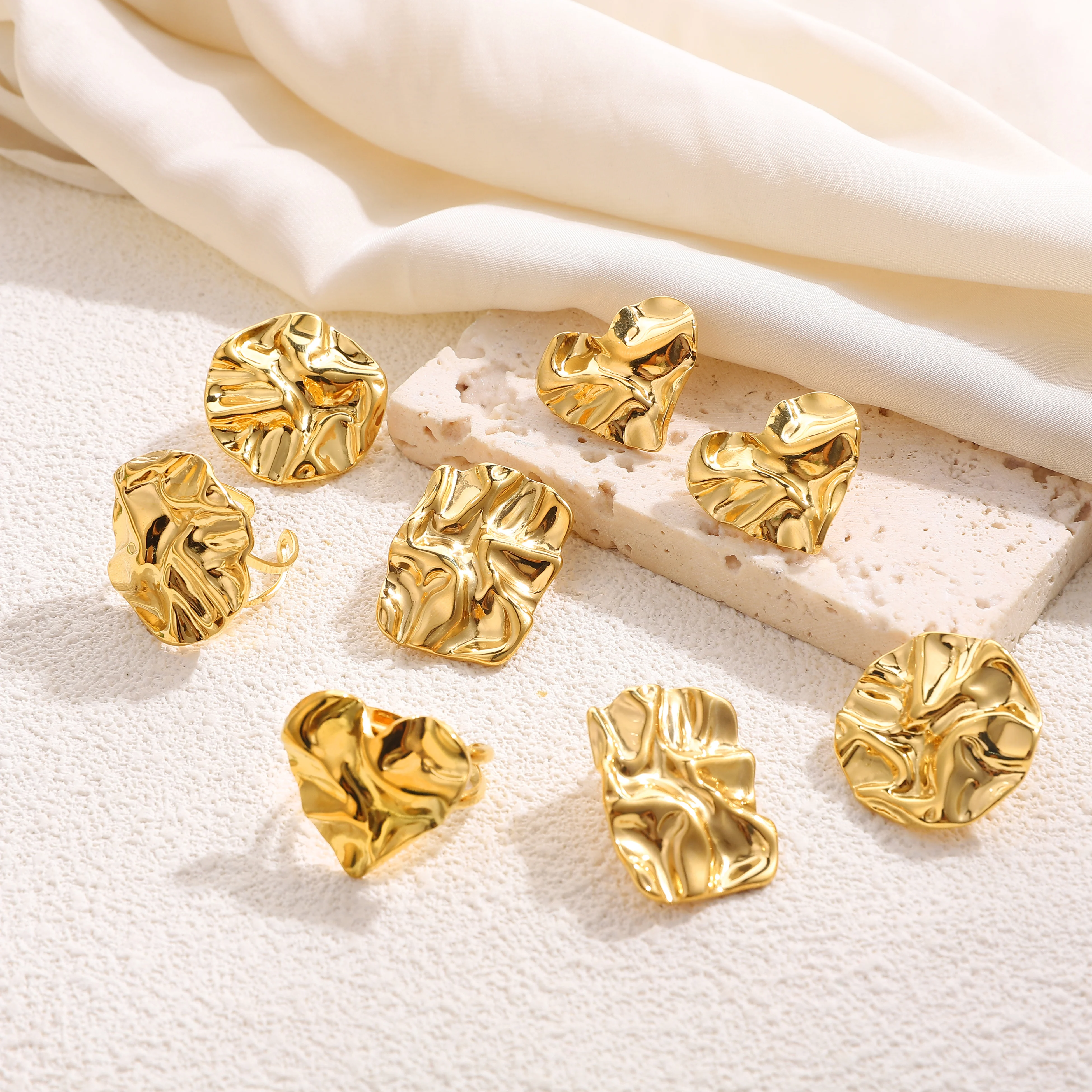 Геометрическое Открытое кольцо из нержавеющей стали с рисунком в виде сердца