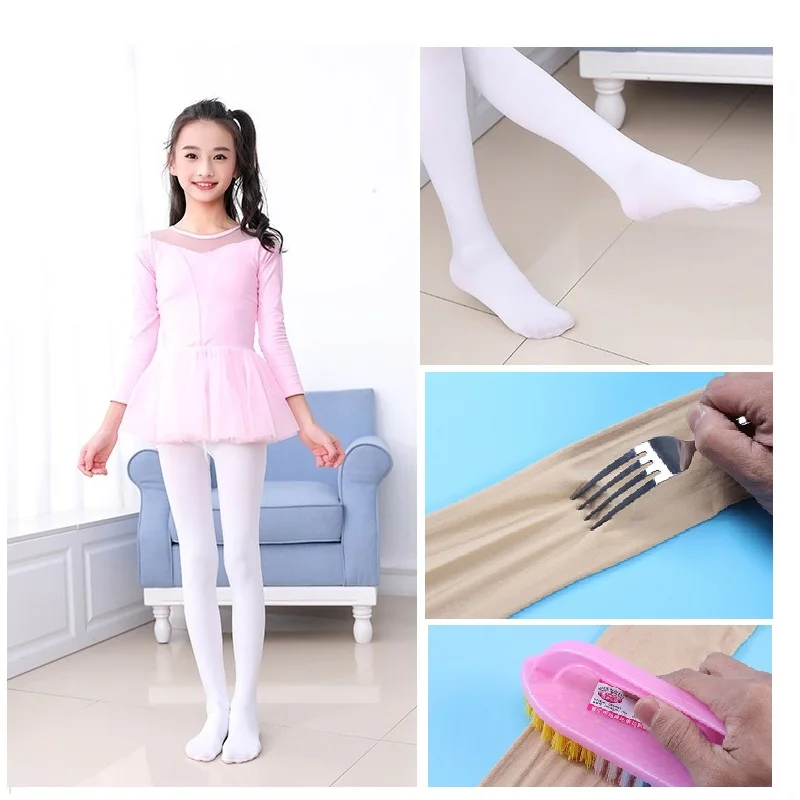 

3 Pairs/lot White Girls' Dance Socks Children's Pantyhose Stocking Thin Silk Stockings Dance Grading Test Leggings 3-12Y