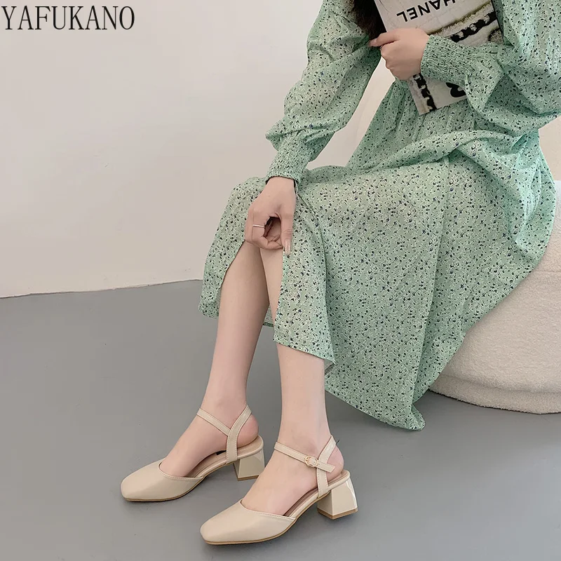 

Женские сандалии Baotou, новинка 2022, элегантные туфли-лодочки с ремешком на пятке в Корейском стиле