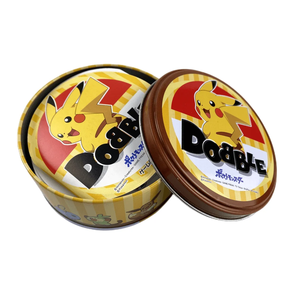 

Pokemon Colorful Metal Box Dobble Game Cards Anime Figure Pikachu Toy ABC Basic English Wisconsin Sports Spot It For Kids Gift