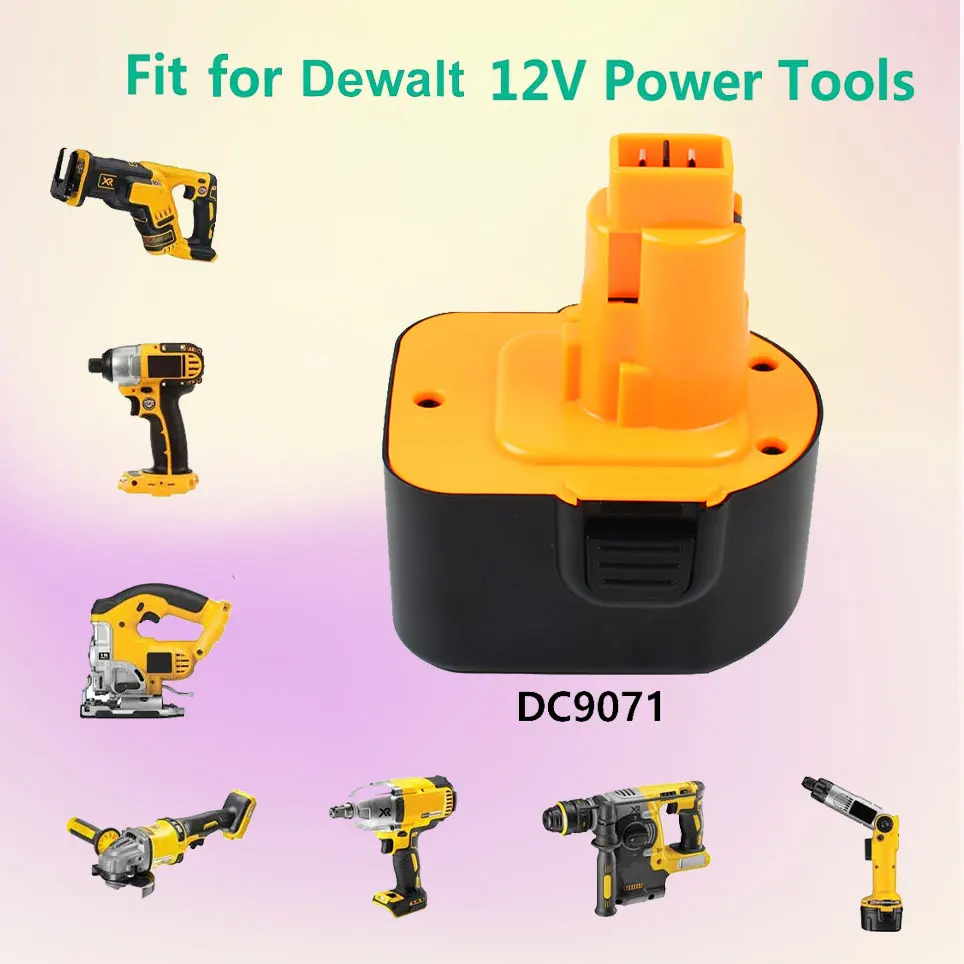 

12800mAh DC9071 Replacement DeWalt 12V XRP Battery DW9071 DW9072 DE9037 DE9071 DE9072 DE9074 Cordless Power Tool Battery