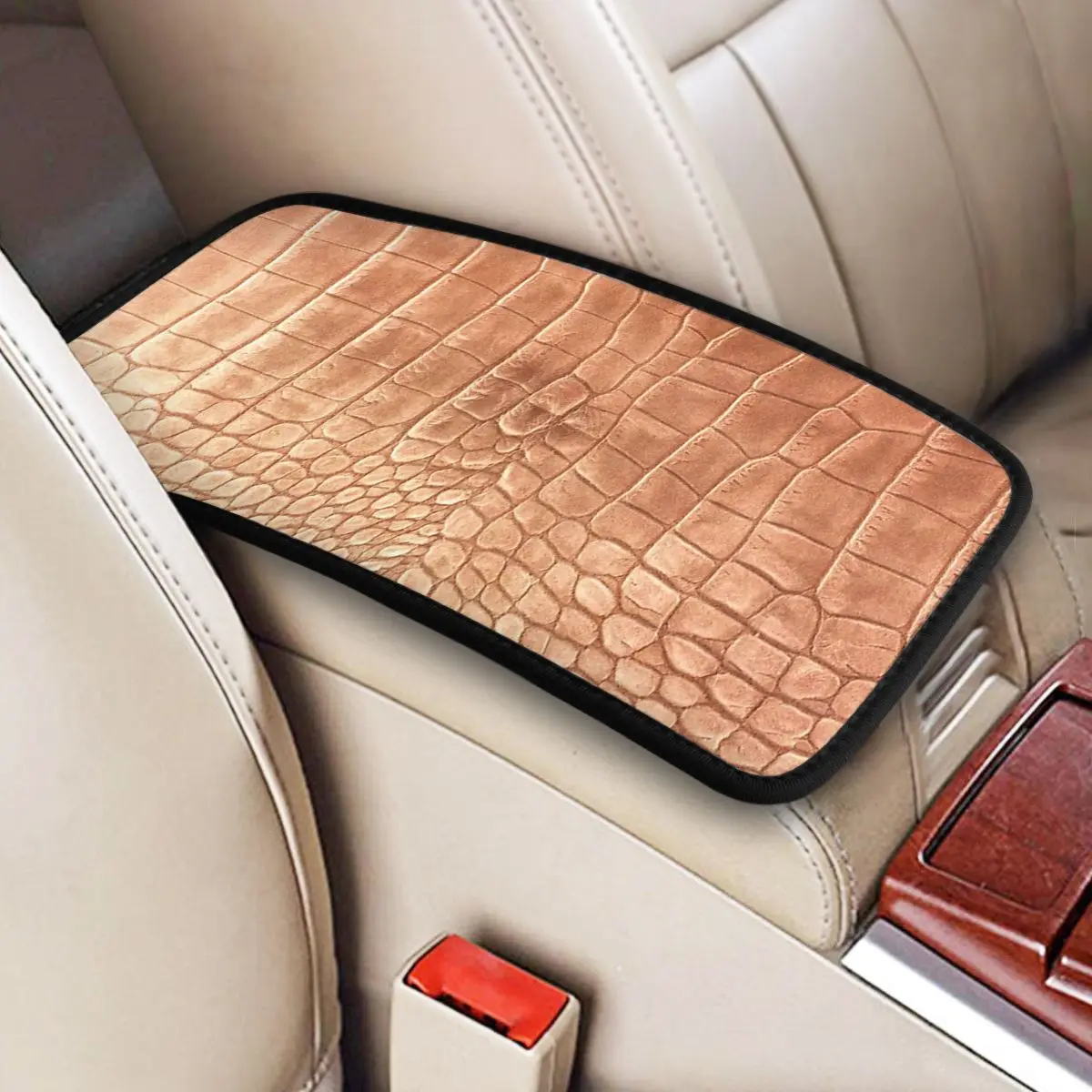 

CROCODILE LEATHER Car Accessories Car Handrail Box Cushion Custom Print Non-slip Car Armrest Cover