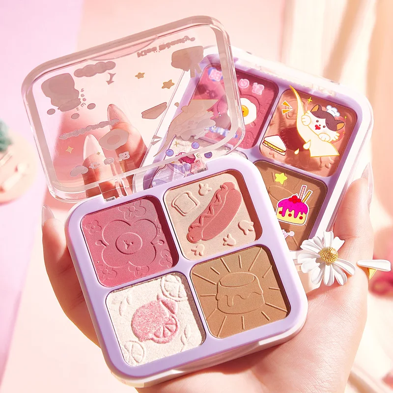 

Kiss Beauty Cute Makeup Blush Highlighter Shadows Shading Contouring Powder Palette Brighten Repair Sculptor Face Body Cosmetics