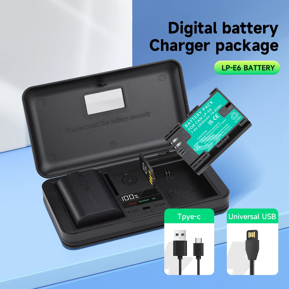 LP-E6 LP-E8 LP-E10 LP-E12 LP-E17 E6 E17 аккумулятор+LCD зарядное устройство чехол для Canon EOS 6D 7D 5D R5 R6