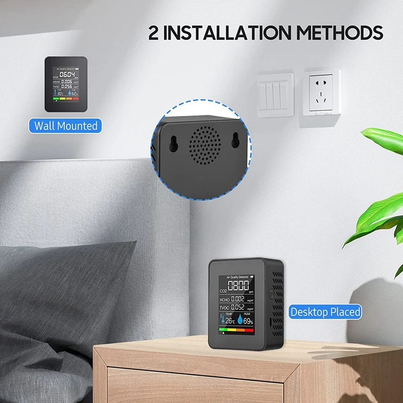 5 в 1 монитор качества воздуха TVOC HCHO датчик температуры и влажности CO2 USB