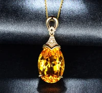 anglang yellow crystal oval shape pendant necklaces for women girl gold tone choker chain jewelry engagement gifts