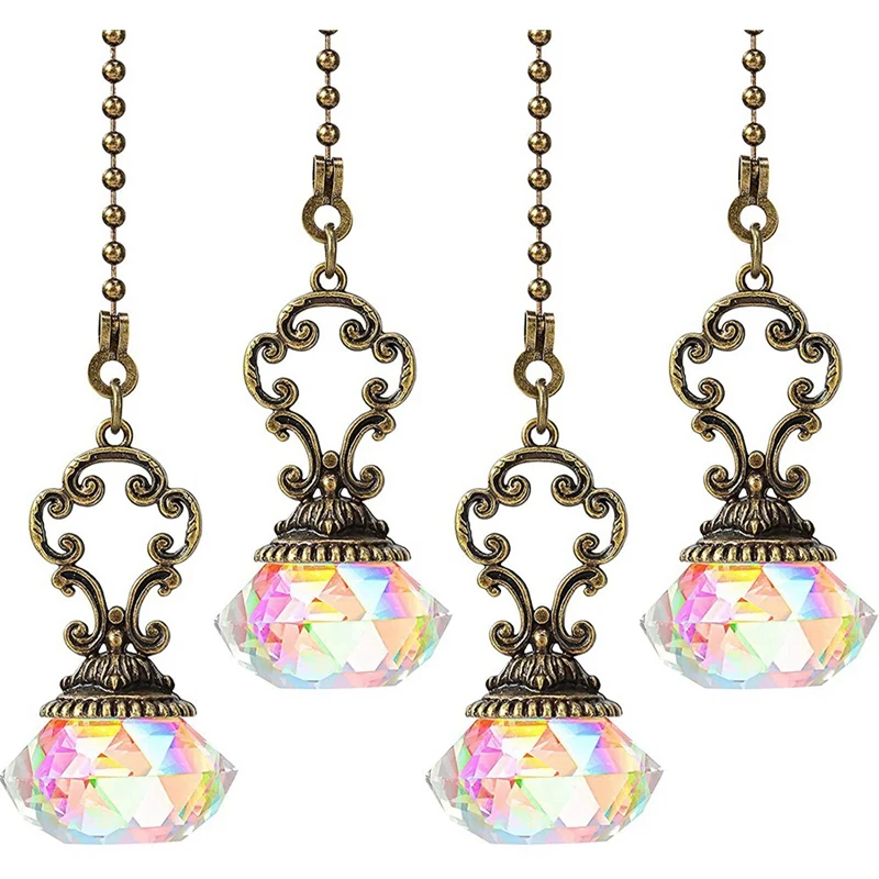 

4 Pieces Artificial Crystal Ceiling Fan Pull Chains Pull Chain Extension With Connector For Light Ceiling Fan Desk Lamp