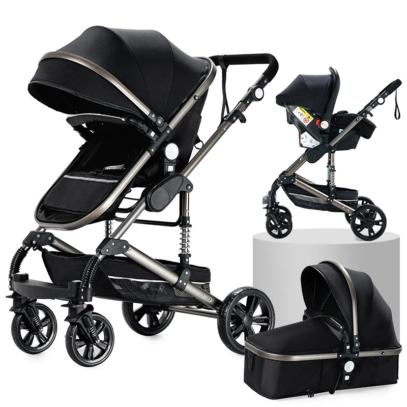 Luxury Baby 3 in 1 Stroller Portable Travel Carriage Folding Prams Aluminum Frame High Landscape Car for Newborn Babyboomer | Мать и
