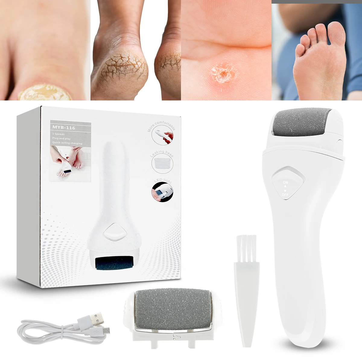 

Electric Feet Callus Removers Battery Powered/USB Rechargeable Foot File Pedicure Tools with 2 Grinding Heads Professional Foot