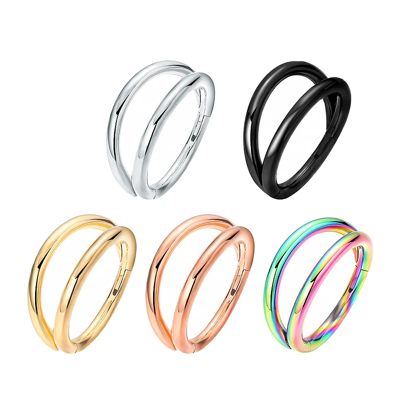

Nose Ring Hoops Double Septum Rings G23 Titanium Cartilage Earring Piercing Helix Nariz Open Stacked Hinge Seg for Women and Men