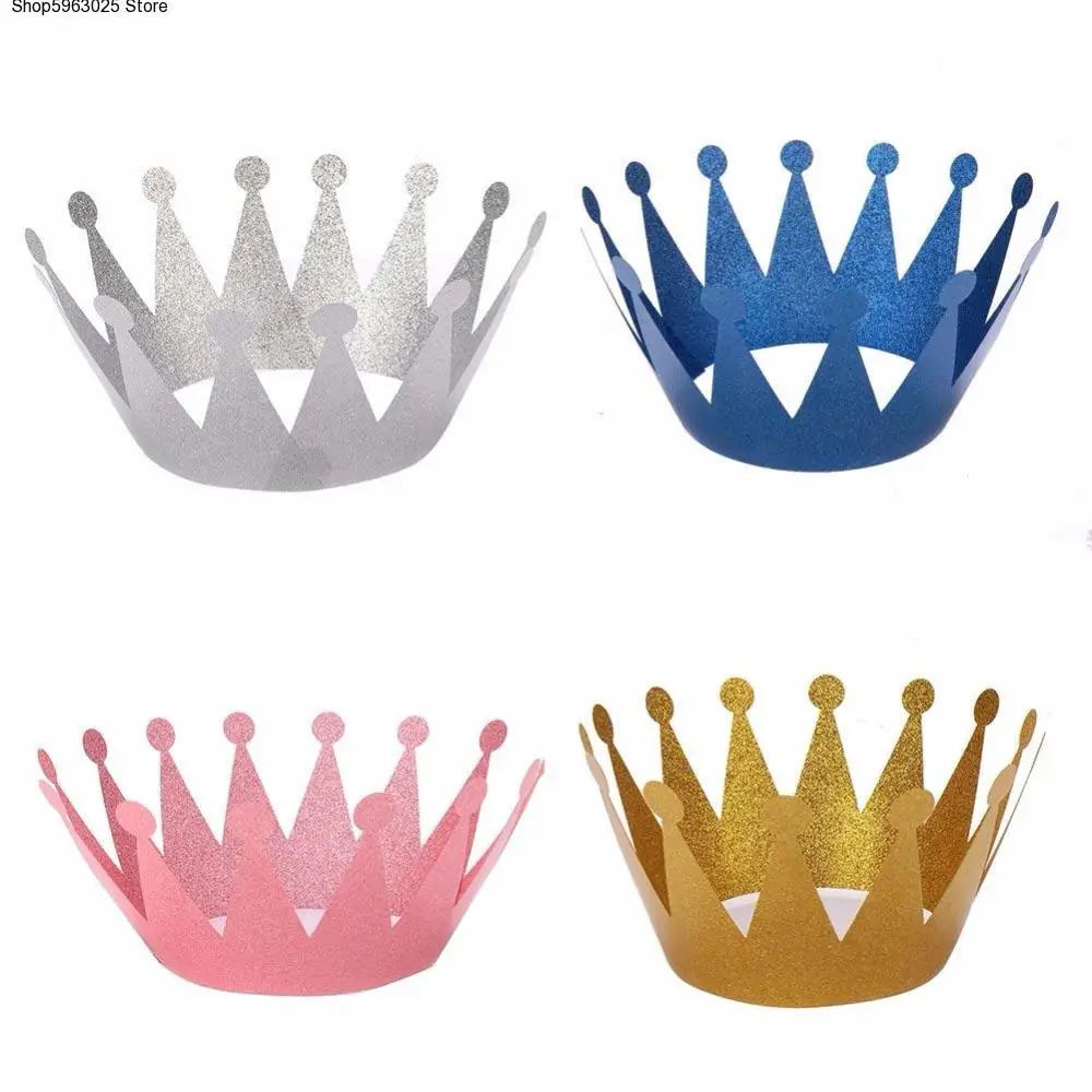 

6Pcs Crown Caps Hats Birthday Celebration Adults Decoration Prince Princess Party Supplies Accessories Birthday Props