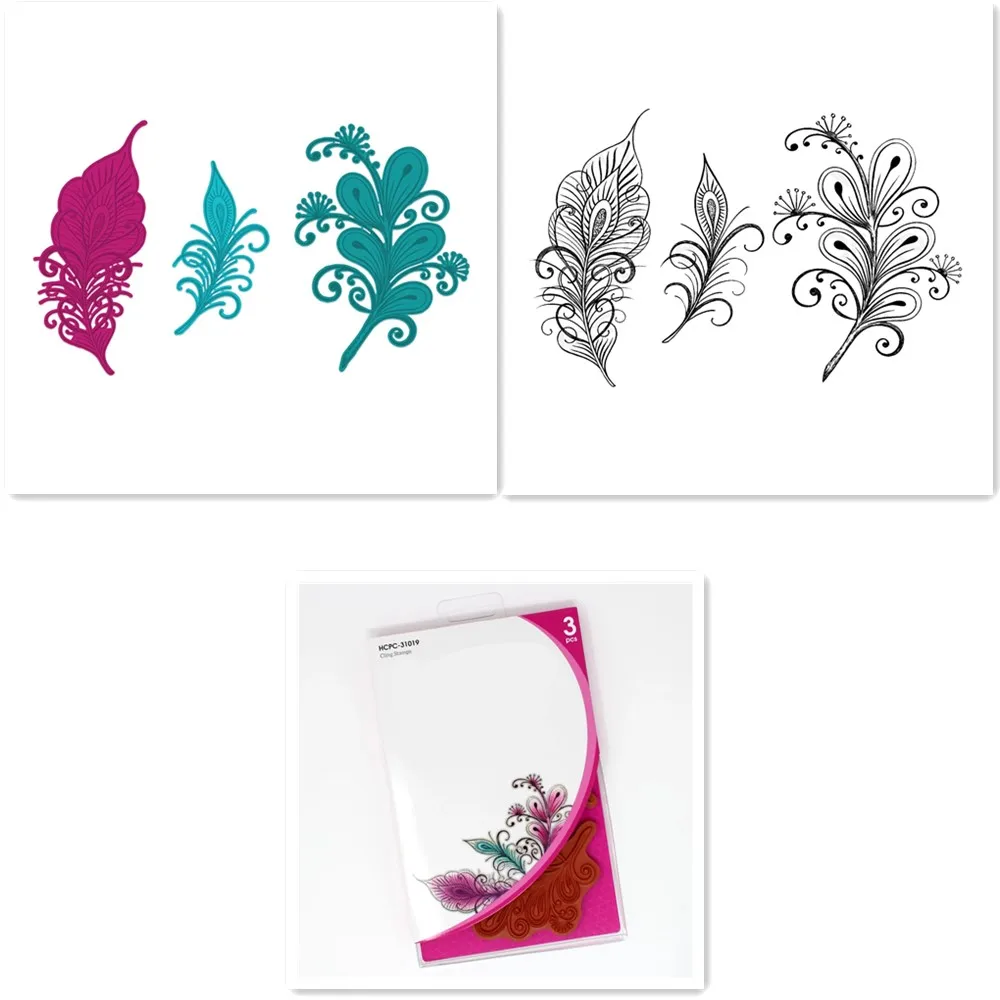 

Feathery Metal Cutting Die and Silicone Stamps For Scrapbooking Paper Card Embossing Stencil Decoration Crafts Supplies New 2023