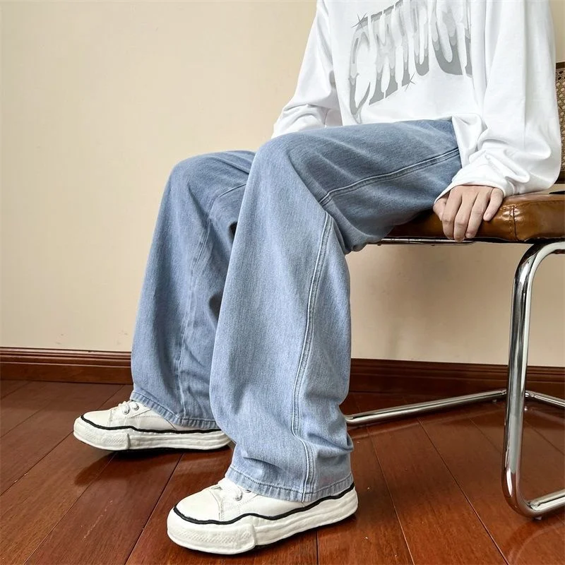Autumn Baggy Jeans Men Fashion 4 Colors Oversized Wide Leg Jeans Men Streetwear Hip Hop Loose Straight Denim Pants Mens Trousers