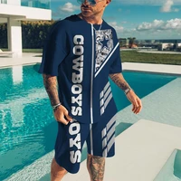 new summer mens sports suit t shirt creative mens footbal retro clothing 3d square rugby print t shirt and shorts set tops