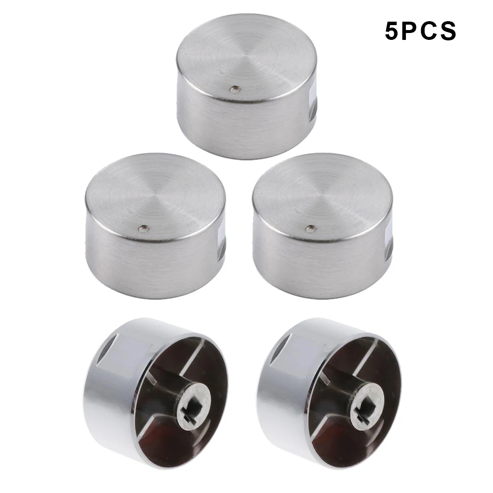 

5pcs Gas Stove Rotary Switches Aluminum Alloy Round Knob Burner Oven Handles For Gas Stove Kitchen Cooking Accessories 6mm