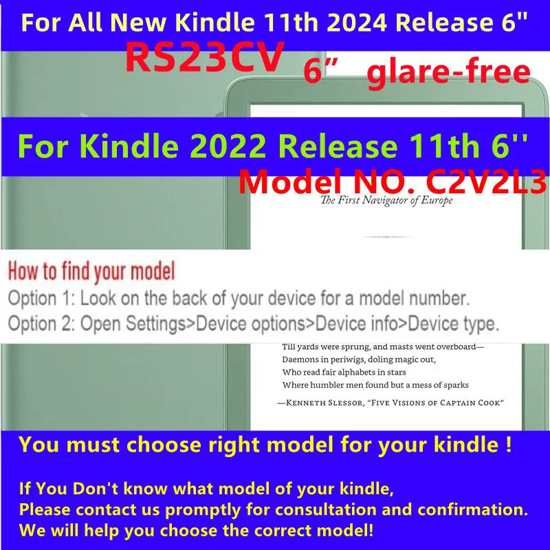 Смарт-чехол с ручным ремнем для нового Kindle 2024 Release 11th 6'' RS23CV / 2022 6 Inch C2V2L3 Ebook Auto