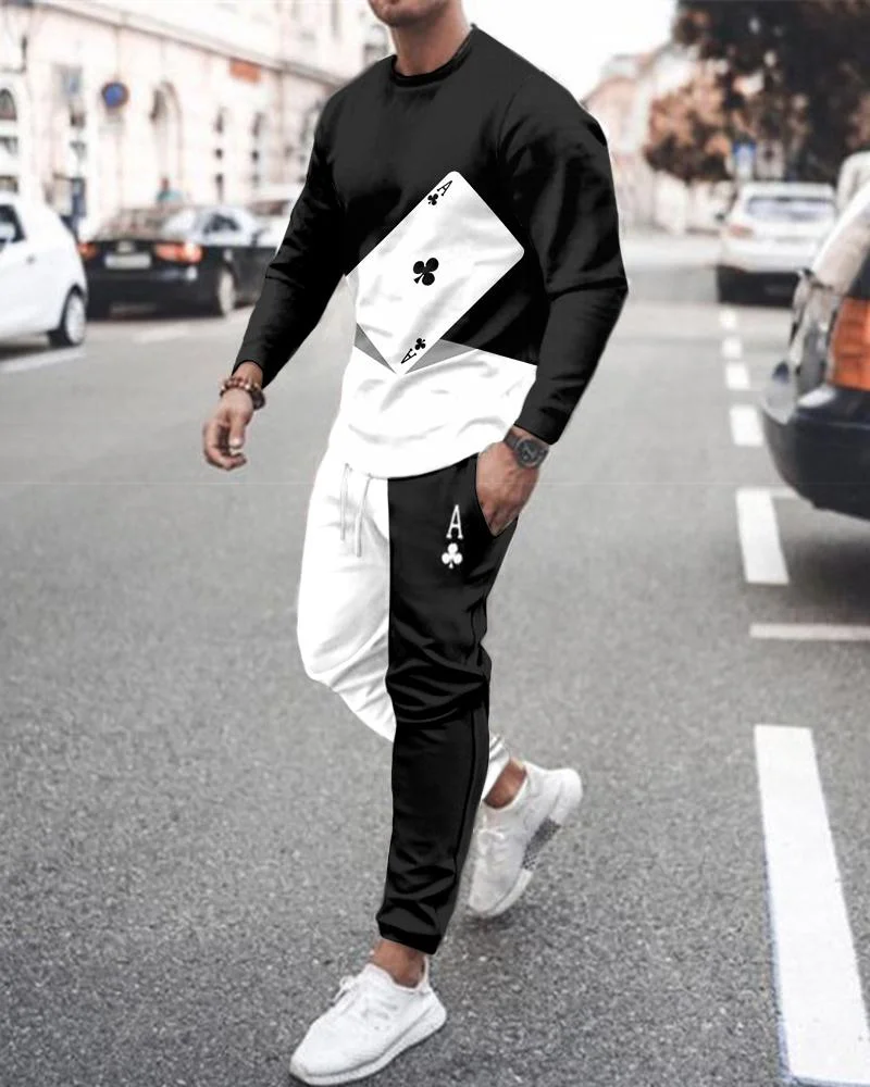 

Men's 2 Piece Set Tracksuits 3d Print Long Sleeve T-shirt Set Streetwear Casual Two Piece Male Oversized Top Men Tshirt Suit