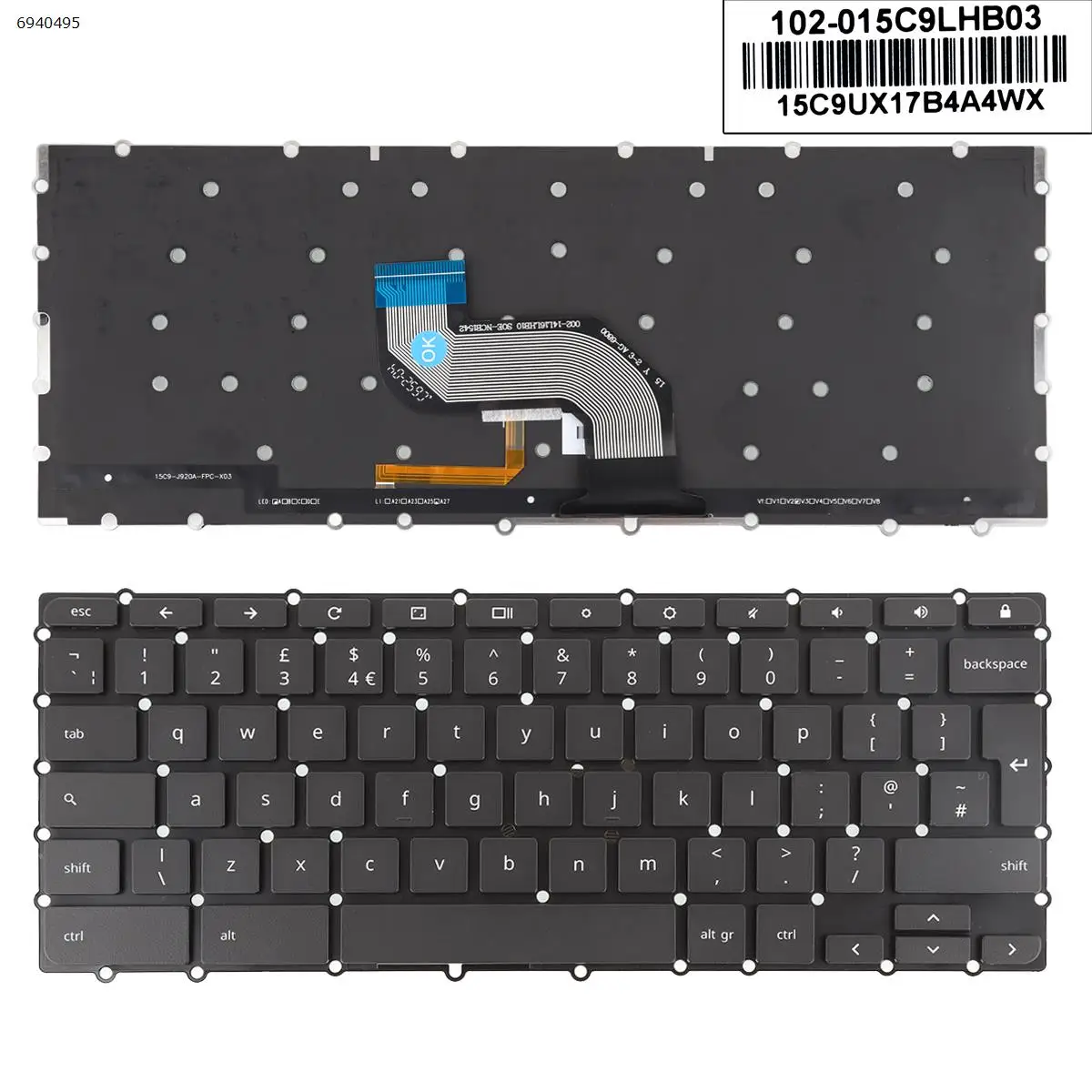 

UK Laptop Keyboard for ASUS CHROMEBOOK FLIP C302C C302CA C302 BLACK Backlit