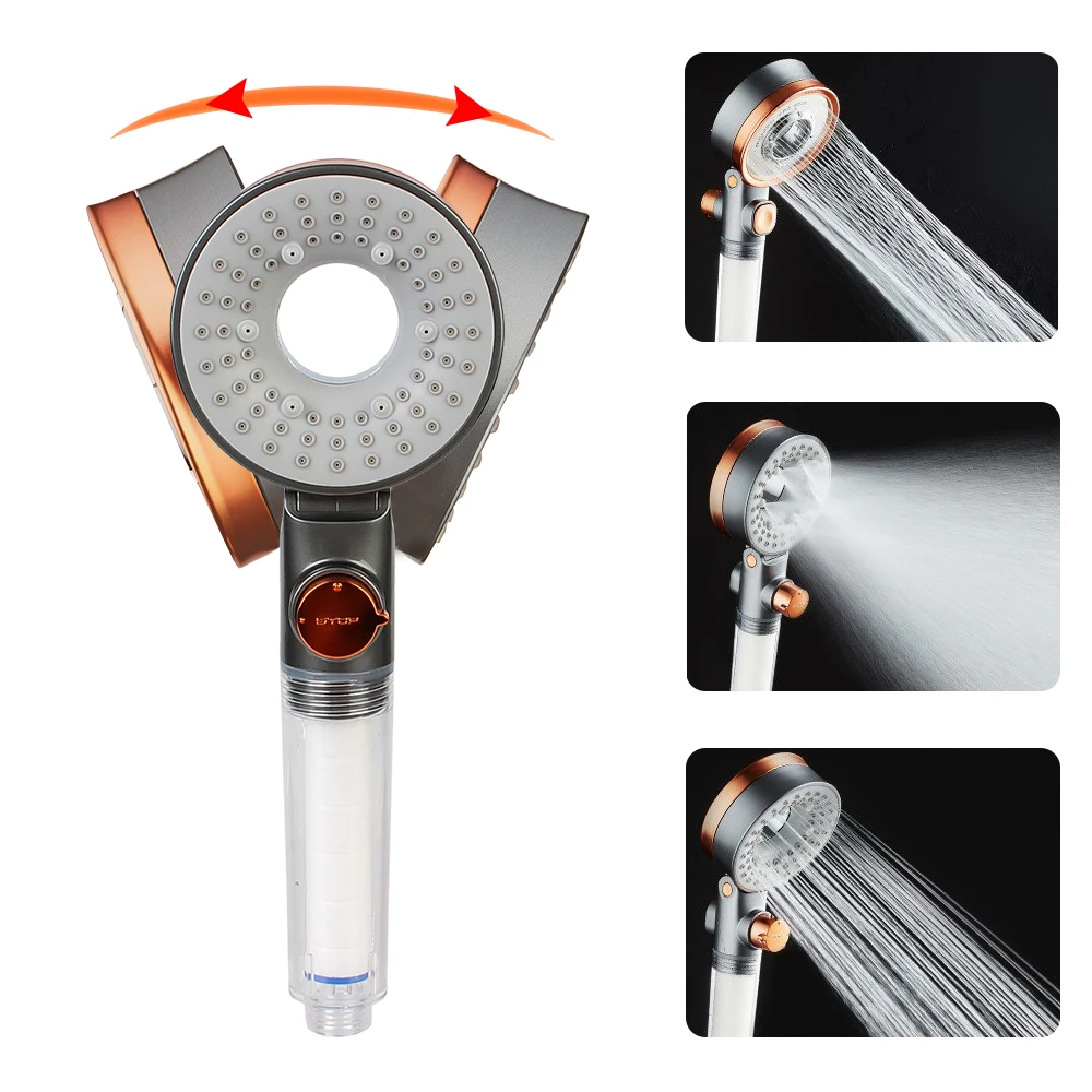 

3 Modes One-Button Stop Water Saving Adjustale Round Rainfall Double-Sided Shower Head High Pressure Spray Nozzle
