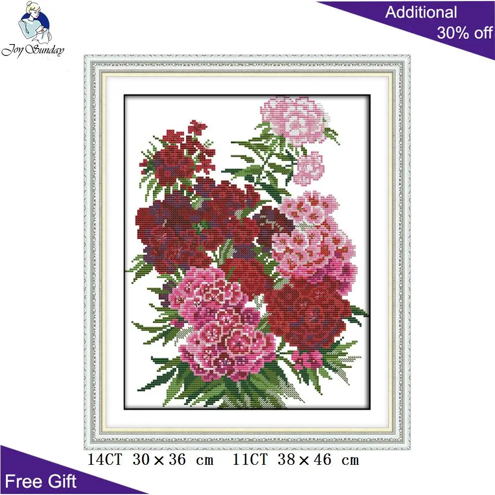 

Joy Sunday H683 14CT 11CT Counted and Stamped Home Decor Carnation Flowers Needlepoint Needlework Embroidery Cross Stitch kits