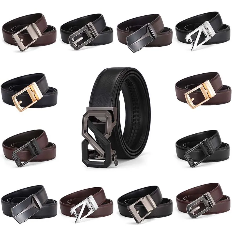 3.5cm Men's Genuine Leather Belt Two-layer Cowhide Alloy Automatic Buckle Business Casual Belt for Men Wholesale