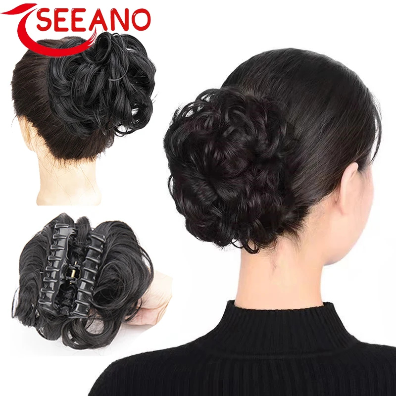 

SEEANO Synthetic Claw Chignon Clip in Hair Bun Messy Curly Hair Hairpieces Natural Wavy Curly Combs add Hair Volume for Women