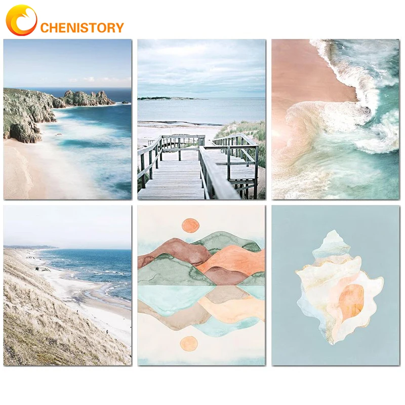 

CHENISTORY DIY Paint By Numbers Seaside Scenery Oil Paints 60x75cm Picture By Numbers Photo Handmade For Home Wall Decor