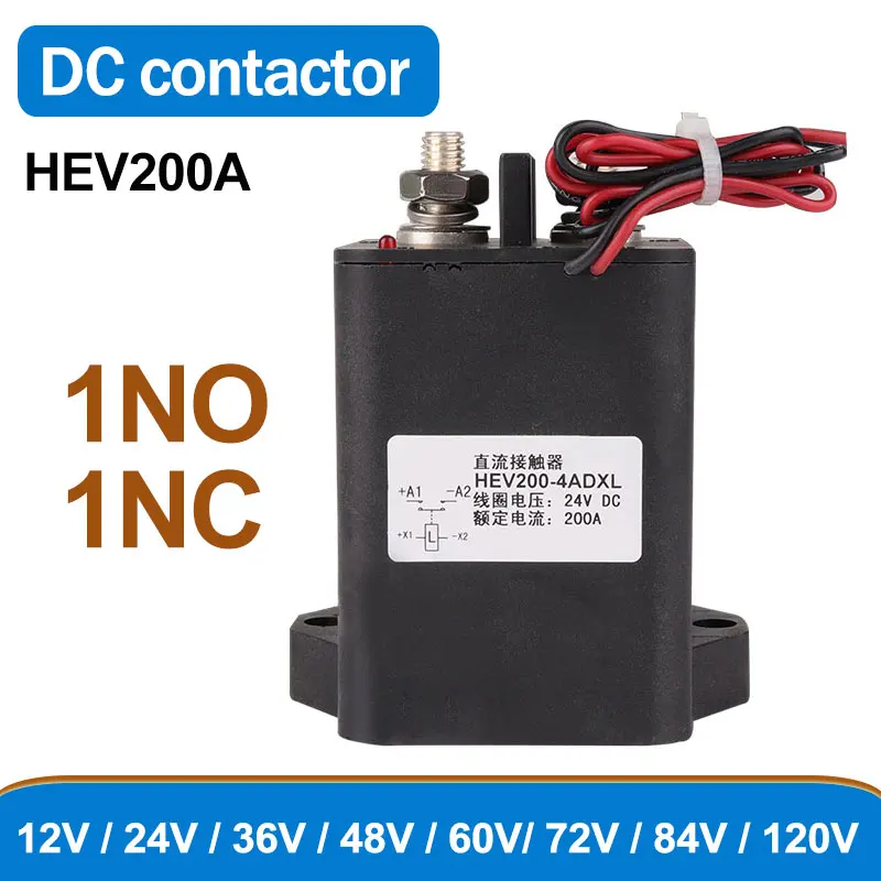 

Высоковольтный контактор постоянного тока HEV200A, 1000 В, реле напряжения нагрузки 12 В, 24 В, 36 В, 48 В, 60 в, 72 в, 84 в, 120 в