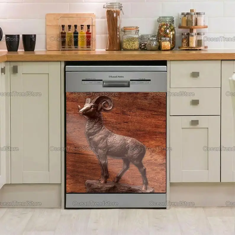 

Wood Goat Magnetic Dishwasher, Goat Dishwasher Sticker, Goat Magnet Cover, Goat Decor Kitchen, Dishwasher Decor, Mother Gift LNG