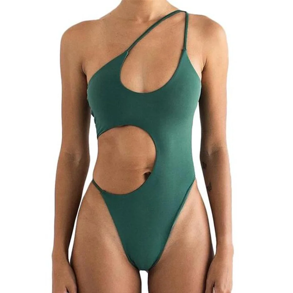 

Sexy Bandage Bathing Suit Trikini Solid Bodysuit High Cut Monokini One Piece Swimsuit Women Cut Out Swimwear Summer Beachwear