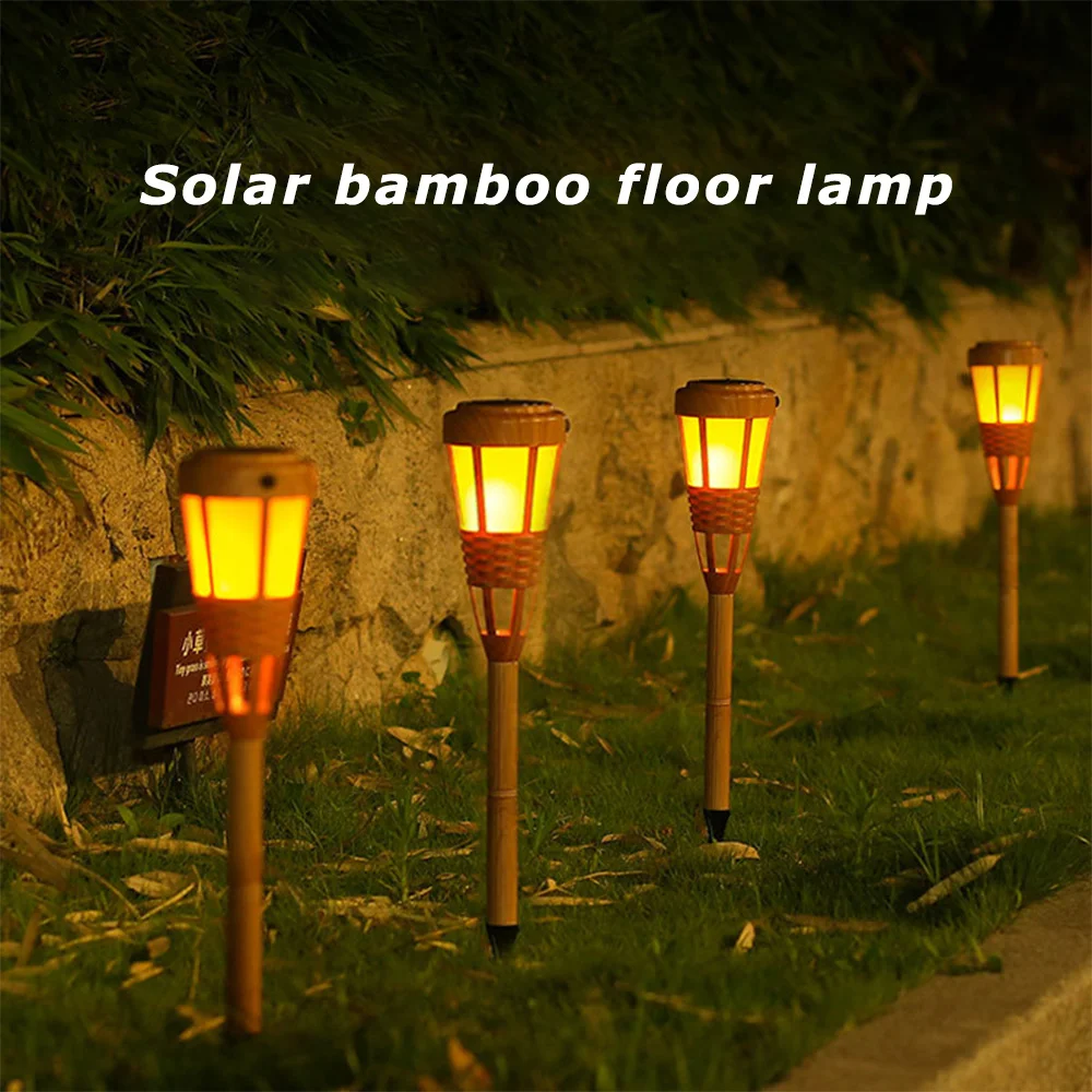 Бамбуковый светодиодный светильник ручной работы на солнечной батарее