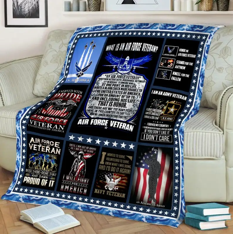

Air Force Veteran Blanket, Gift For Soldier, Meaningful Blanket, Birthday Gift, Gift For Dad