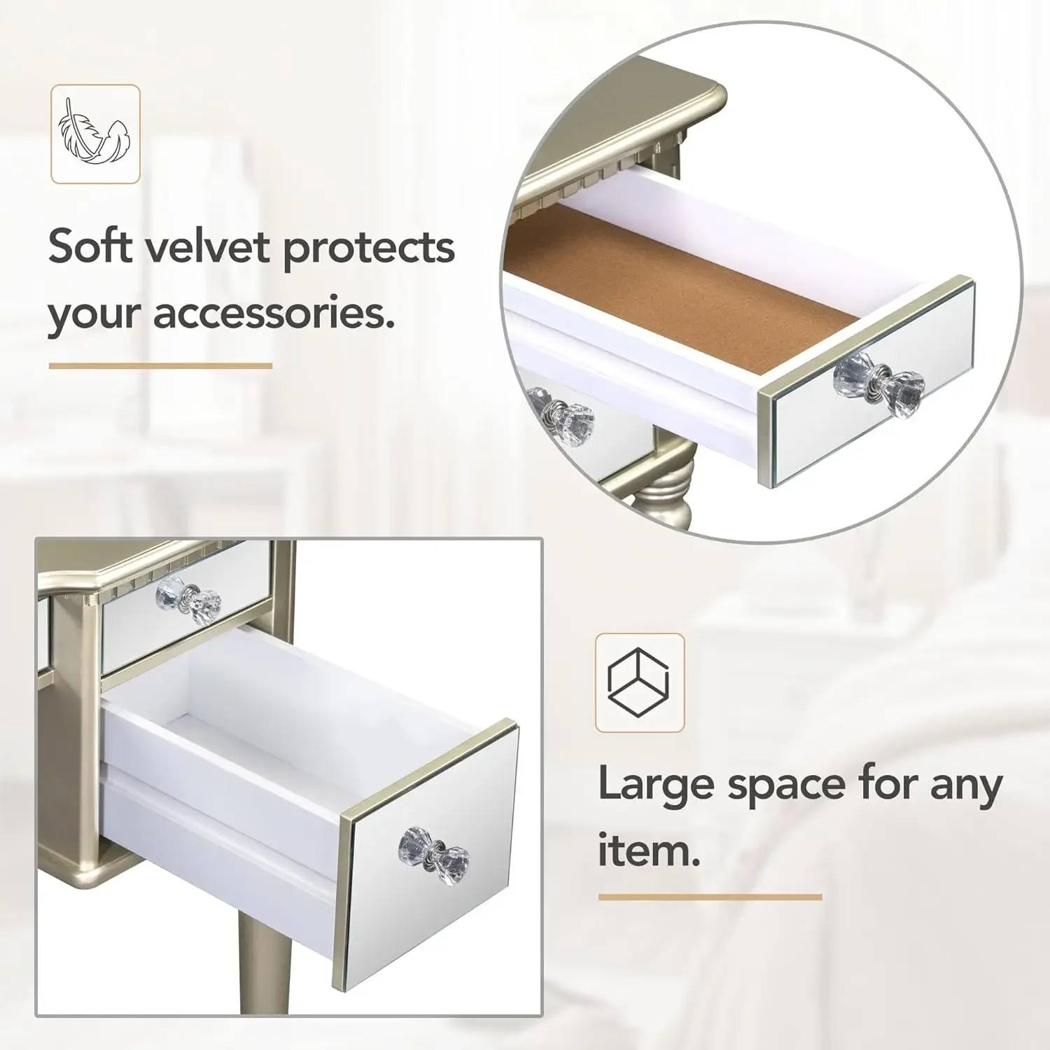 Туалетный столик для макияжа 43 дюйма набор туалетного столика с трехскладным