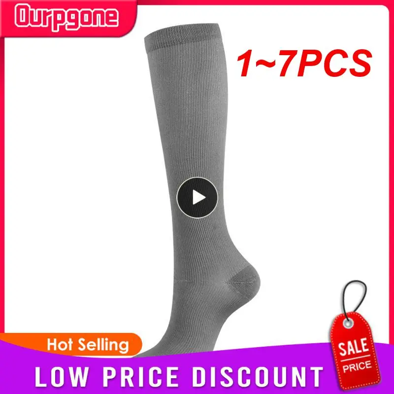 

1~7PCS Compression Socks Knee High Varicose Veins Stockings Men Women Sport Socks Anti Fatigue Pain Relief Compression Stockings