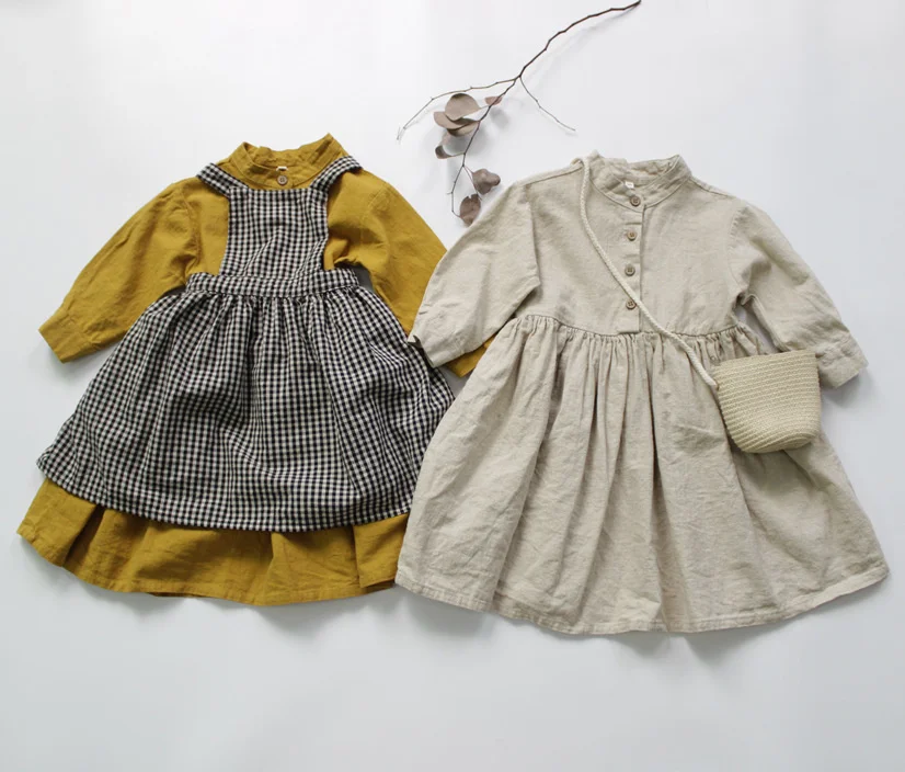 

Skirt Cotton Linen Mori Series Small Fresh Model One-piece Children Clothing Little Girls Summer Princess Dress Elegant Kids