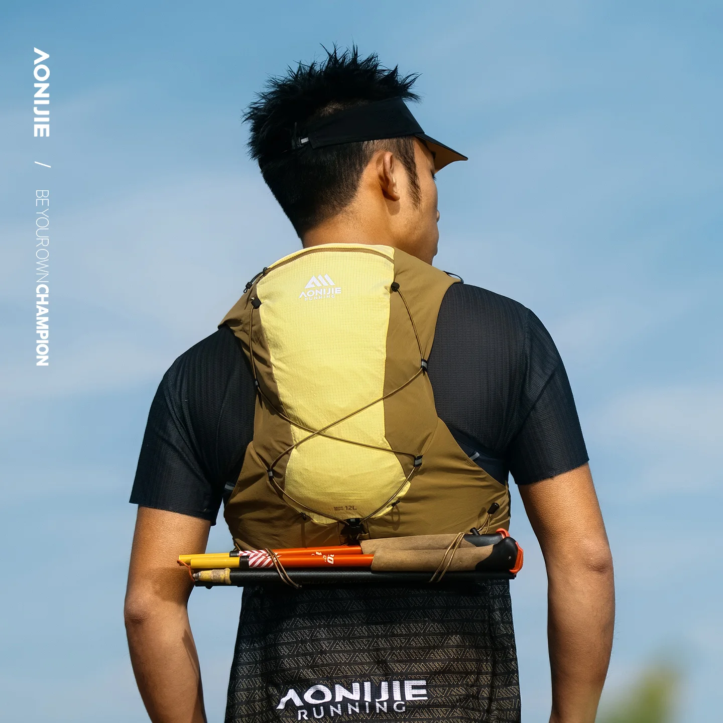Фото Профессиональный жилет-рюкзак Aonijie MB 12L для бега на открытом воздухе с двумя мягкими флягами для воды, для марафона №2