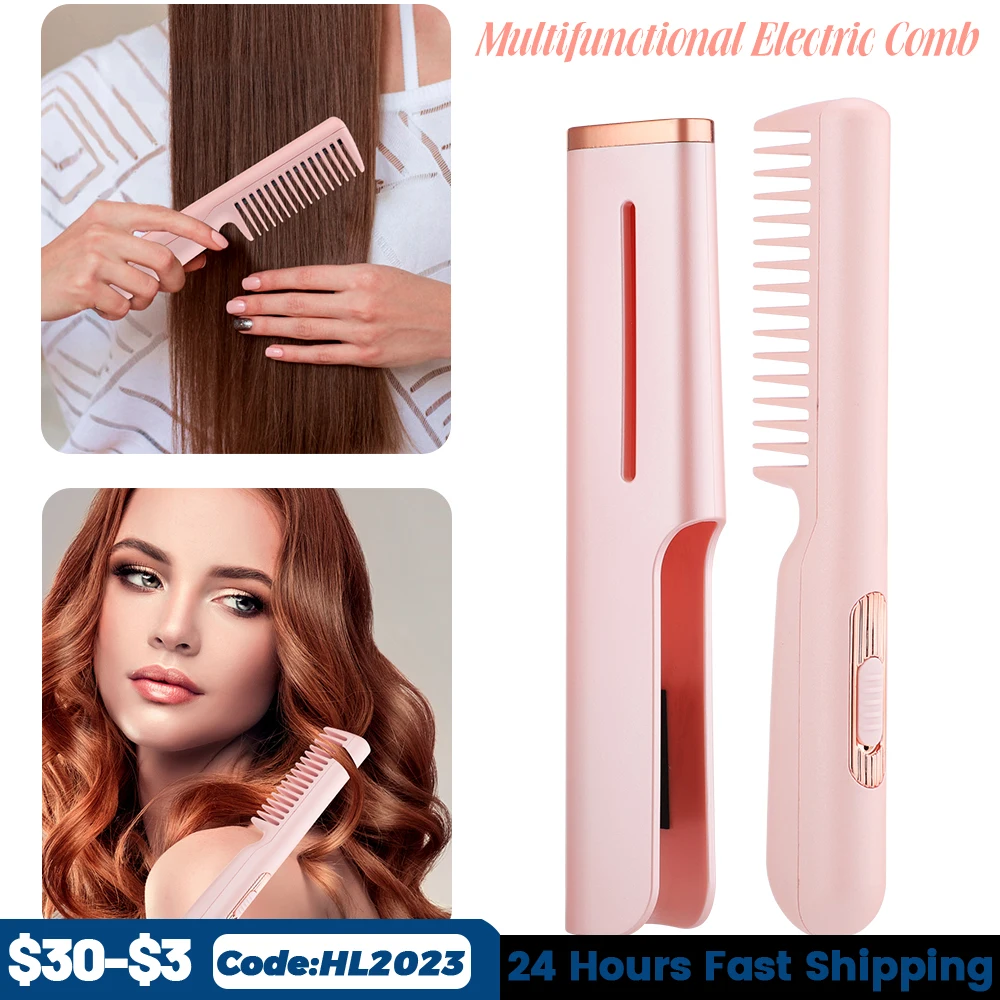 

Multifunctional Professional Hair Straightener Tourmaline Ceramic Hair Curler Brush Hair Comb Straighteners Curling Hair Iron