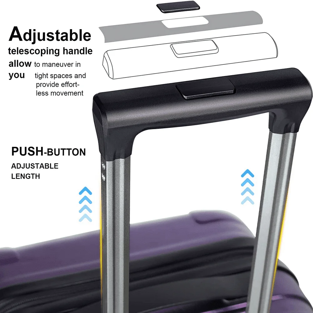 Hardside Carry On Luggage, Suitcase with Spinner Wheels TSA Lock , Travel Rolling Luggage 20 Inch - Purple