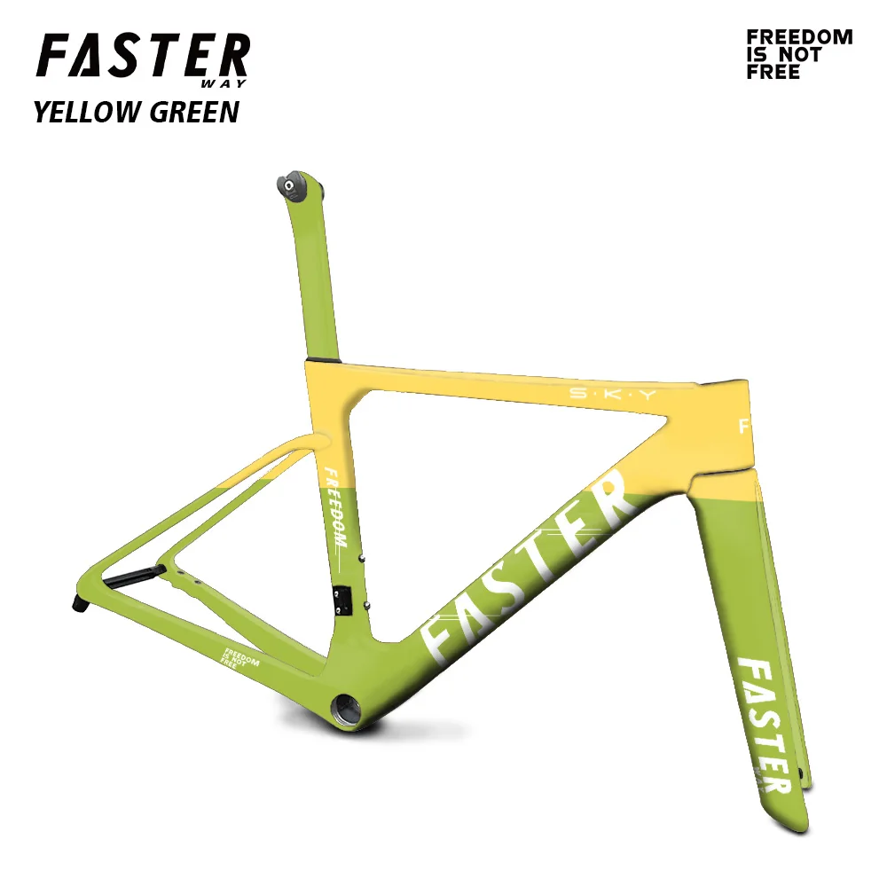 Фото 2026 FASTERWAY Freedom Gold Point Frameset Карбоновая дорожная рама для велосипеда с вилкой, зажим для подседельного штыря, гарнитура, руль 32C, дисковый тормоз №5