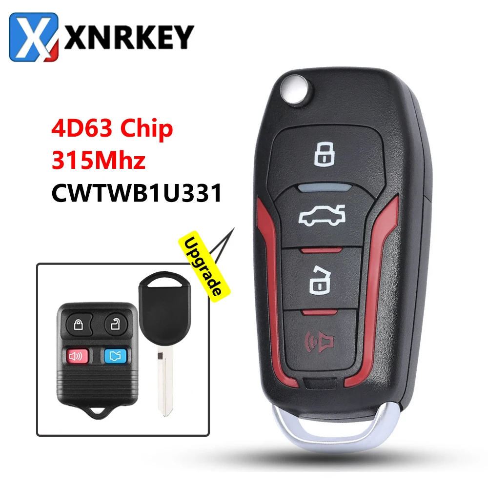 

XNRKEY обновленный 4-кнопочный Выкидной дистанционный ключ 4D63 чип 315/433 МГц для Ford Explorer для Lincoln Town Car LS FCC: CWTWB1U331
