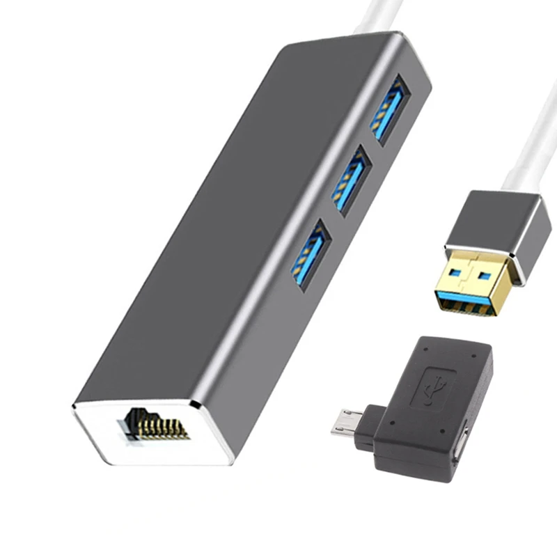 

1 компл. 3USB-концентратора LAN Ethernet адаптер OTG металлический адаптер для пожарной палочки 2-го поколения или Fire TV3