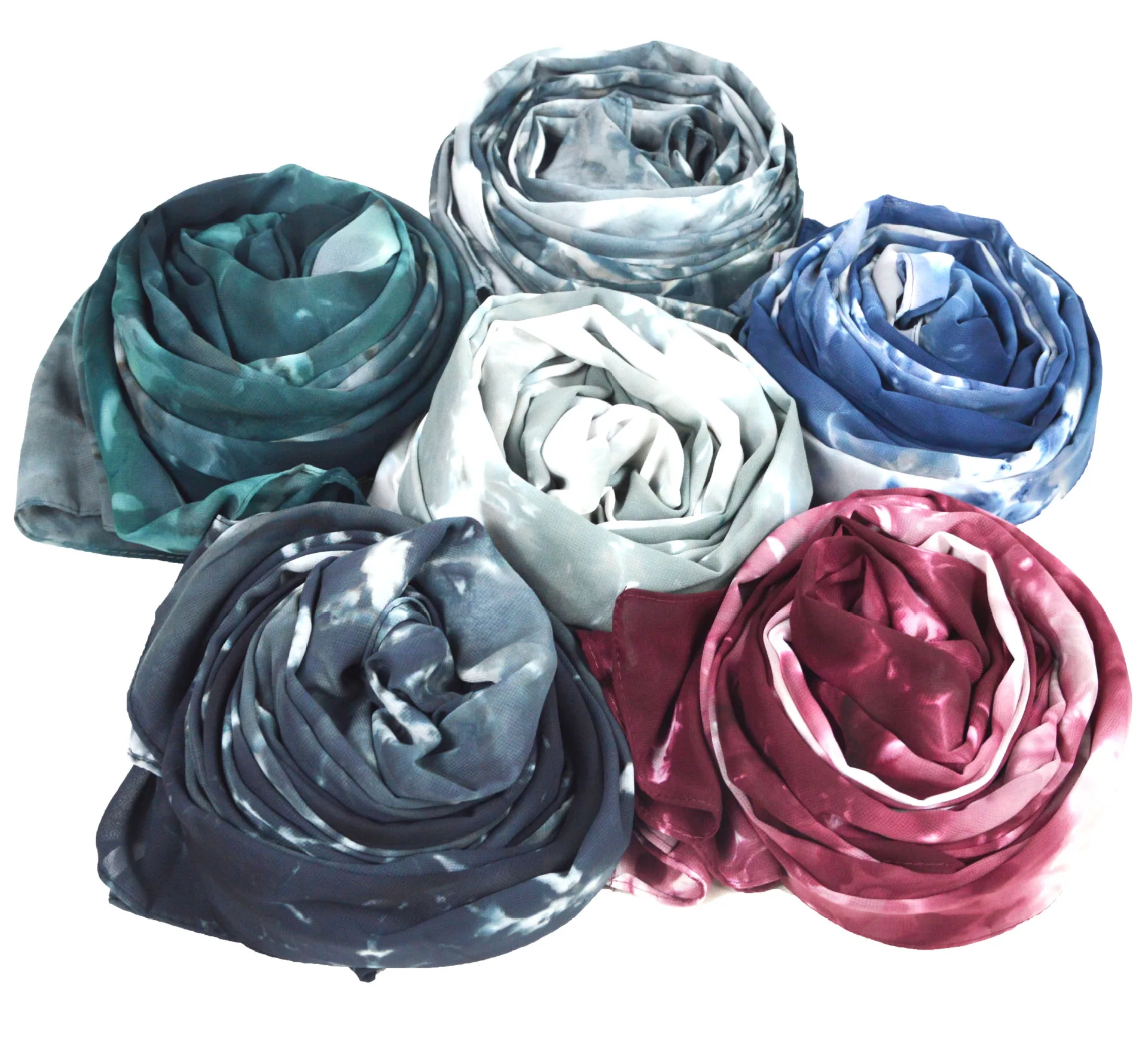 Tie Dye Bubble Chiffon Muslim Woman Turban Printed Malaysian Hijab Soft Musulman Scarves Long Foulard Muslim Women Scarf Ramadan