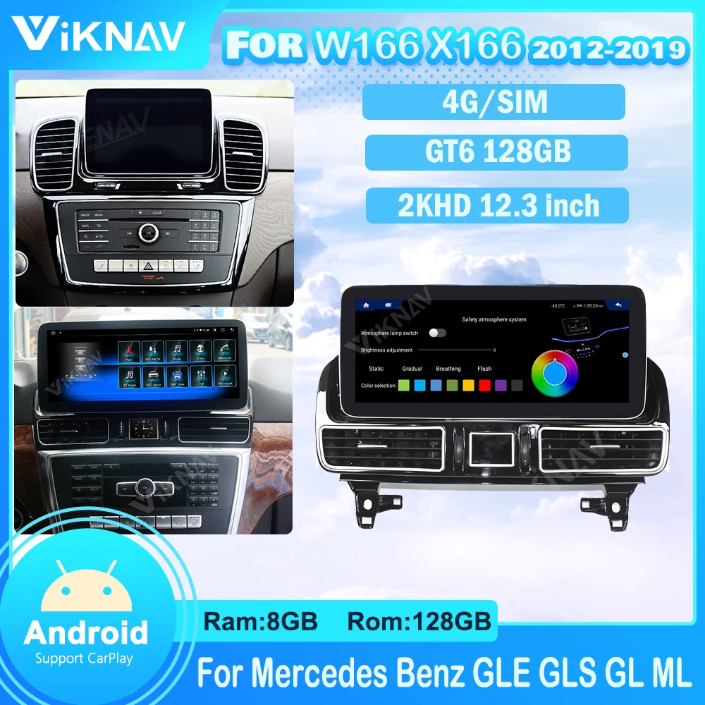 

Android 12,0 Autoaudio для Mercedes Benz GLE GLS GL ML W166 X166 2012-2019 обновленный беспроводной CarPlay Sereo 8 ядер 128 ГБ 256 ГБ