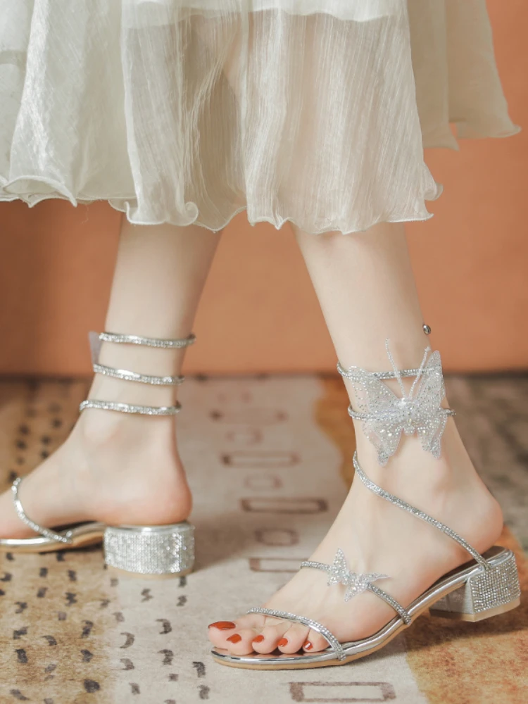 

Босоножки женские с открытым носком, винтажные элегантные сандалии с бабочками, дизайнерская обувь в Корейском стиле, сладкая, лето 2023