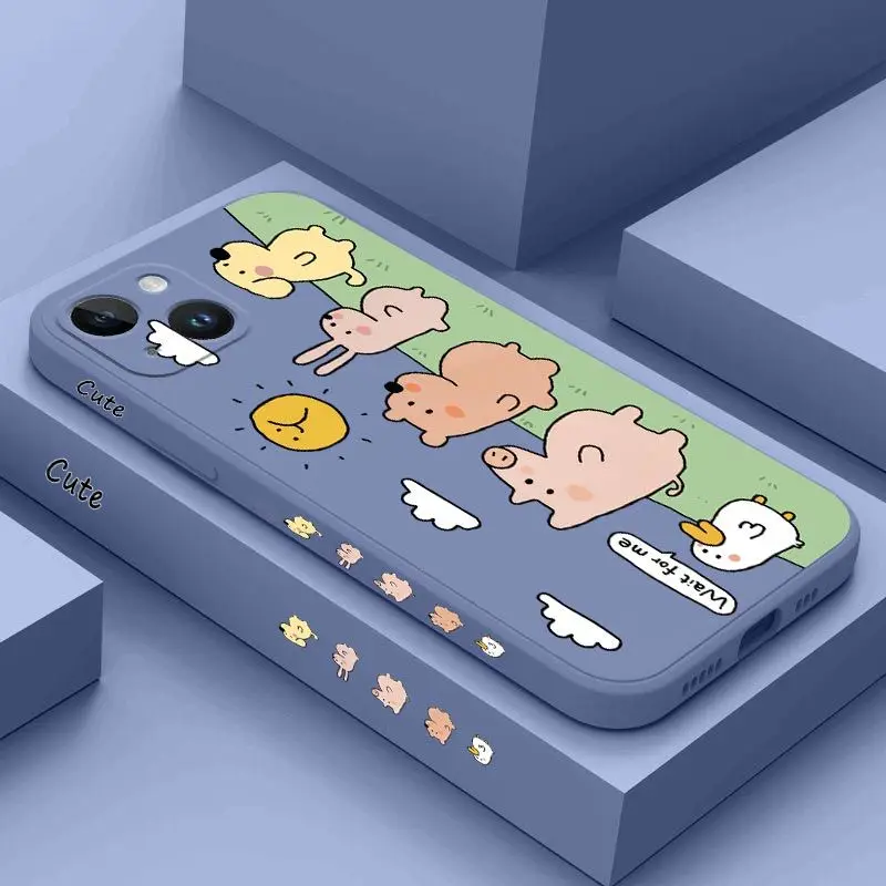 

Animal Spring Outing Silicone Phone Case For iPhone 14 13 12 11 Plus Pro Max Mini X XR XS 8 7 6 6S Plus Cover