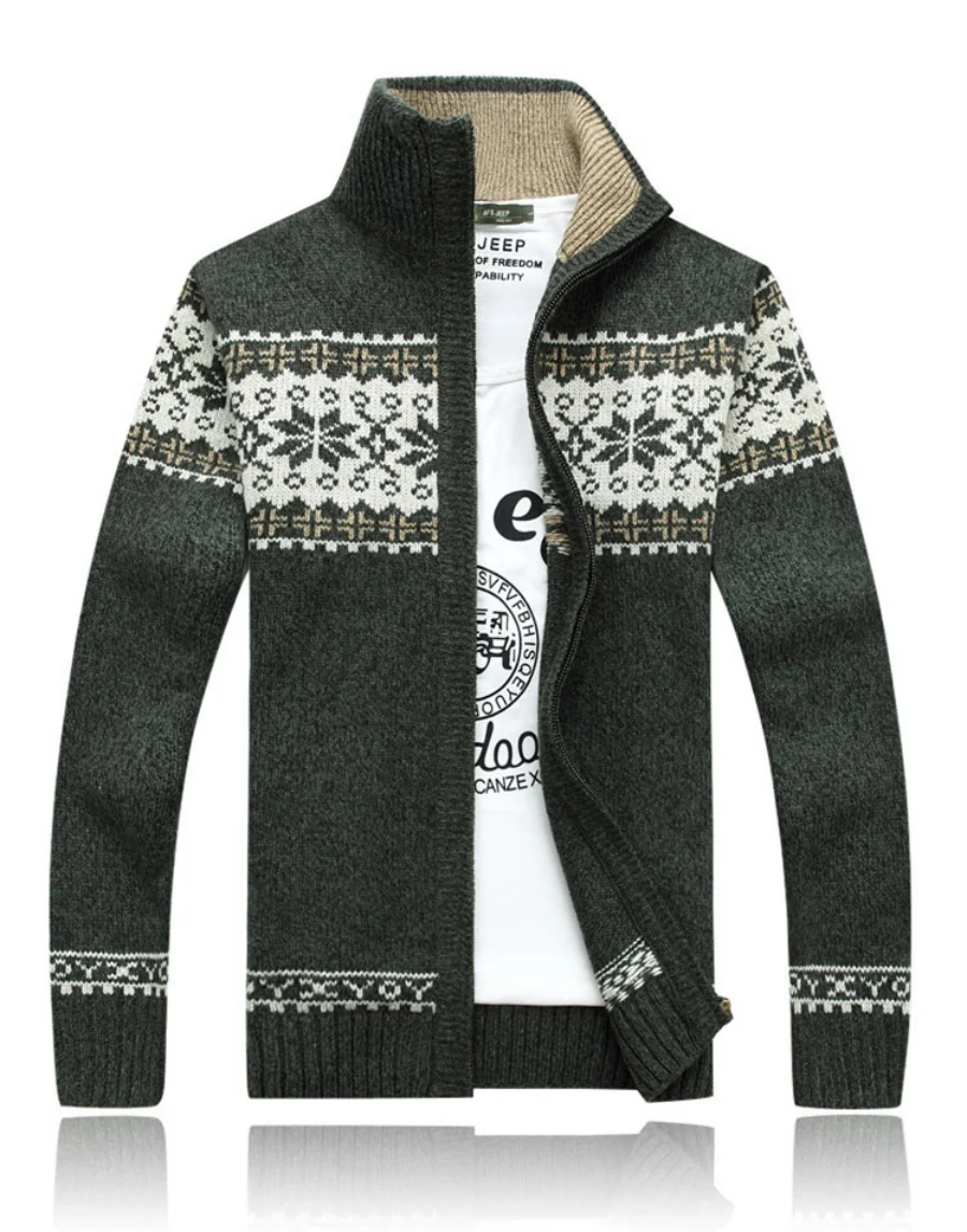 2023 Autumn Winter Men's Knitted Jackets Thick Long Sleeve Warm Sweater Coat Printted Casual Cardigan Male Jackets Plus Size 5XL