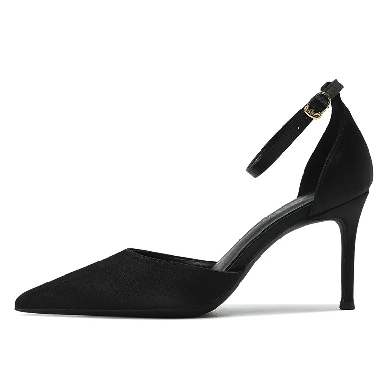 

High-heeled Pumps Woman Shoes Evening Party Elegant Shallow Mouth Pointed Toe Slip On Thin Heel Suede New Summer Ladies Sandals