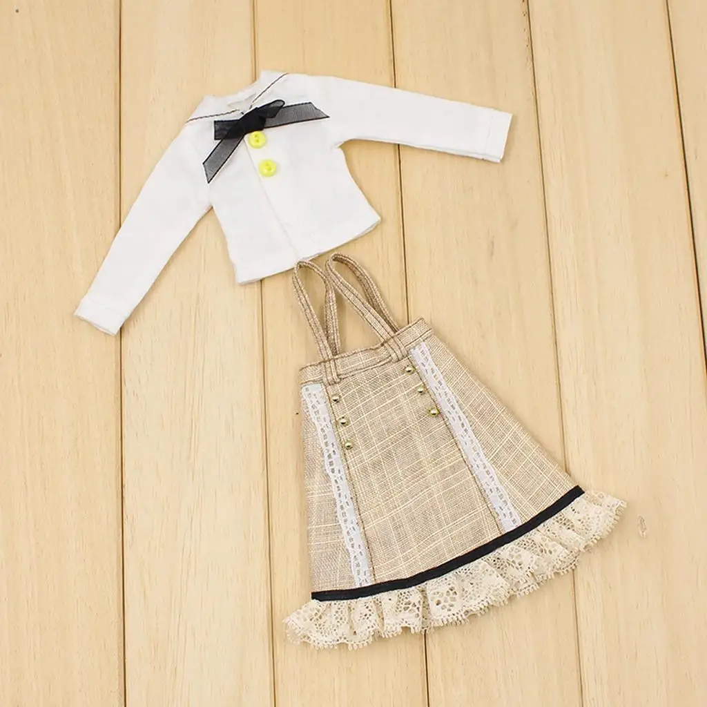 

1/6 BJD Doll Suspender Skirt Shirt Suit for 12inch DZ AS DOD Dolls Clothes Party Outfit Accessories