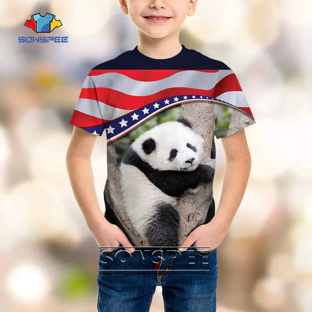 

SONSPEE 3D Print Animal Panda Black White T Shirt Cartoon Harajuku Casual Children's Clothing New Trend Kid's Oversized Tee Top