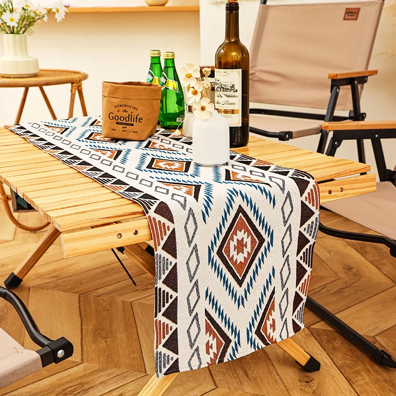 

Геометрическая настольная дорожка в скандинавском этническом стиле, украшение для обеденного стола, свадьбы, домашнего стола, скатерть для телевизора, богемная тонкая настольная дорожка